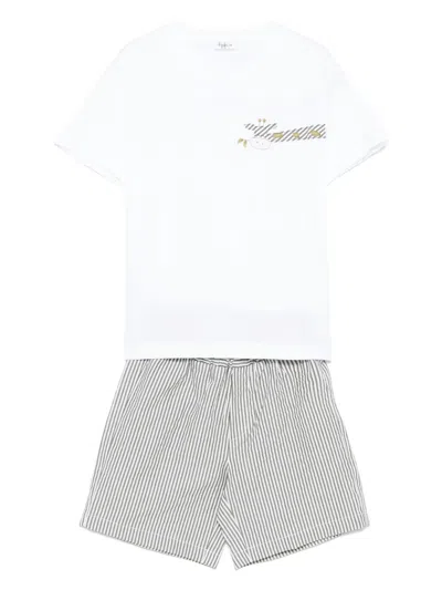 Il Gufo Kids' Striped Shorts Set In Green