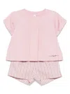 Il Gufo Striped Shorts Set In Pink