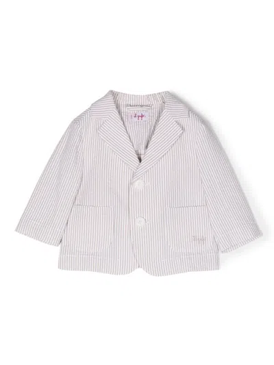 Il Gufo Babies' Striped Single-breasted Button Blazer In Neutrals