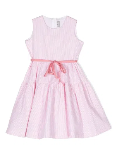 Il Gufo Kids' Stripe-print Sleeveless Dress In Pink