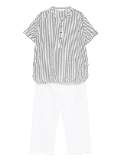 Il Gufo Babies' Striped Trousers Set In Gray