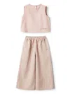 Il Gufo Striped Top And Straight Pants Set In Pink