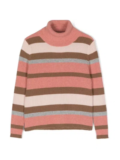 Il Gufo Kids' Striped Turtleneck Sweater In Multicolour
