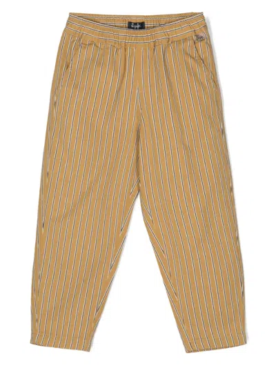 Il Gufo Kids' Striped Twill Trousers In 褐色