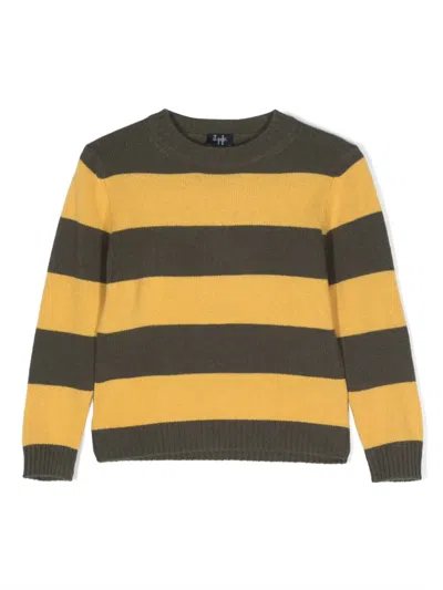 Il Gufo Kids' Striped Virgin-wool Jumper In Yellow