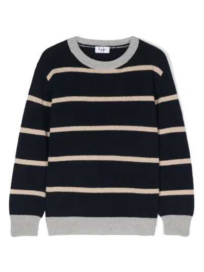 Il Gufo Kids' Striped Wool Sweater In 蓝色