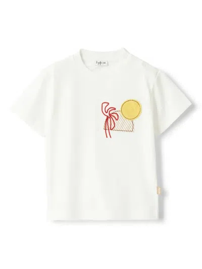 Il Gufo Babies' Sunset-motif T-shirt In White
