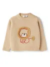 Il Gufo Root Wool Sweater With Embroidered Lion