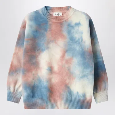 Il Gufo Kids' Sweater With Airbrush-effect Tie-dye Print In Blue
