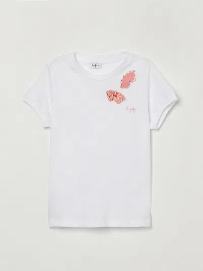 Il Gufo Kids' T-shirt In Cotone Con Farfalle  In White