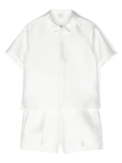 Il Gufo Kids' Tailored Satin Short Set In White