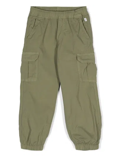 Il Gufo Kids' Tapered Cotton Cargo Trousers In Green