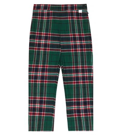 Il Gufo Kids' Tartan Pants In Pine Green