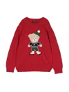 Il Gufo Mini Teddy Bear Crew Neck Pullover In Red