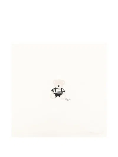 Il Gufo Teddy Bear-embroidered Blanket In White