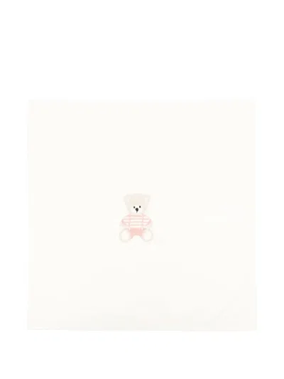 Il Gufo Teddy Bear-embroidered Blanket In White