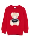 Il Gufo Embroidered Virgin Wool Sweater In Red