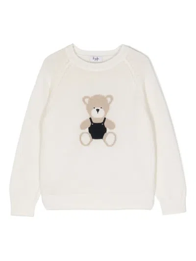 Il Gufo Kids' Teddy-bear Jumper In White