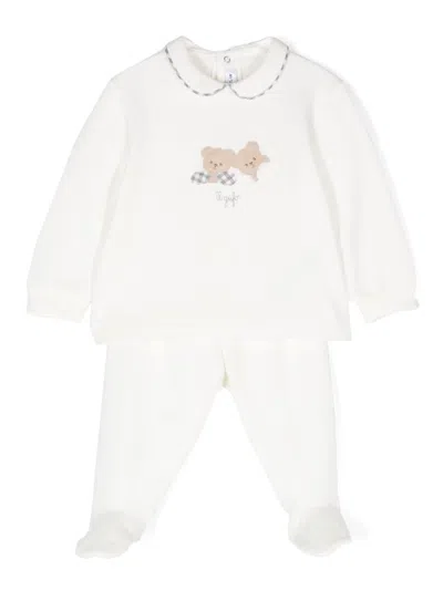 Il Gufo Babies' Teddy Bear-motif Pajamas In White