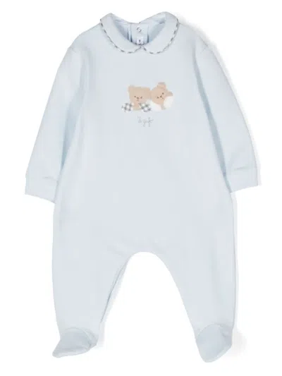 Il Gufo Babies' Teddy Bear-patches Pajamas In Blue