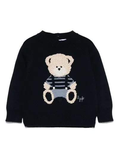 Il Gufo Babies' Teddy Bear Sweater In Blue