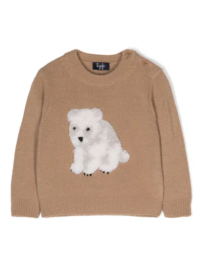 Il Gufo Babies' Teddy-bear Virgin-wool Jumper In Braun