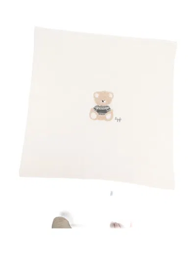 Il Gufo Teddy-embroidery Blanket In White