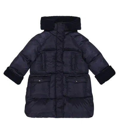 Il Gufo Kids' Teddy Fleece Down Coat In Blue