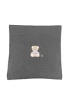 Il Gufo Teddy-motif Knitted Blanket In Gray