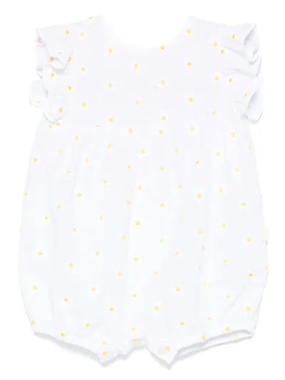 Il Gufo Babies' The Owl Playsuit With Flower Embroidery In White