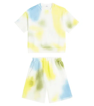 IL GUFO TIE-DYE COTTON T-SHIRT AND SHORTS SET