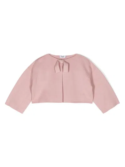 Il Gufo Kids' Tied Cotton Cardigan In Pink