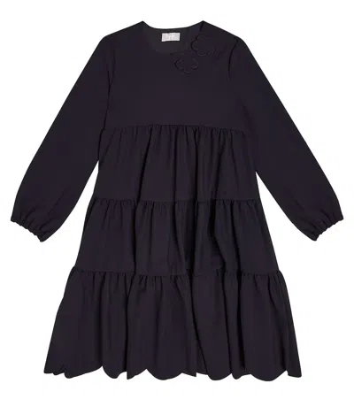 Il Gufo Kids' Tiered Dress In Blue