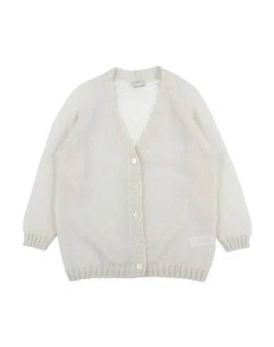 Il Gufo Babies'  Toddler Girl Cardigan Cream Size 6 Mohair Wool, Polyamide, Wool In White