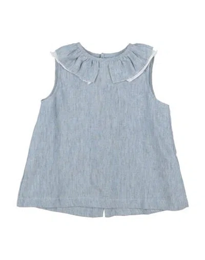 Il Gufo Babies'  Toddler Girl Top Slate Blue Size 4 Linen