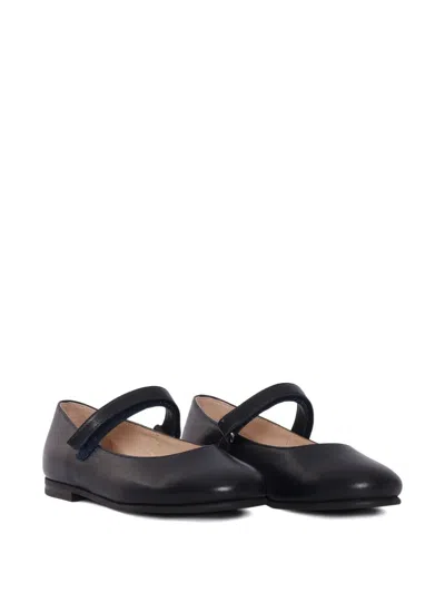 Il Gufo Kids' Touch-strap Ballet Flats In Black