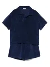 Il Gufo Towelling Short Set In Blue