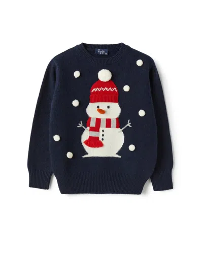Il Gufo Mini Tricot Knit Sweater In Blue