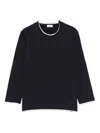 Il Gufo Trim-detail Long-sleeve Cotton T-shirt In Blue
