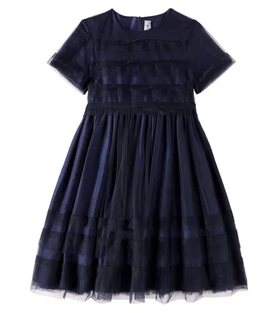 Il Gufo Kids' Layered Dress In Blue