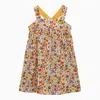 IL GUFO TURMERIC YELLOW COTTON DRESS WITH FLORAL PRINT