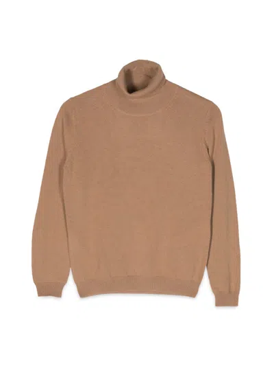 Il Gufo Kids' Fine-knit Roll-neck Jumper In Brown