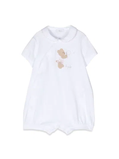Il Gufo Babies' White Short Romper With Bear Motif