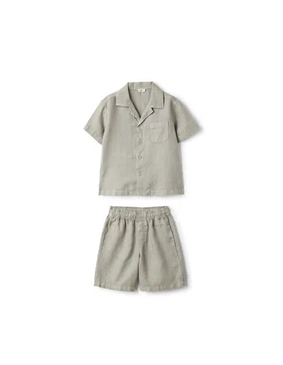 Il Gufo Kids' Two Piece Linen Set In Grey
