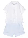 IL GUFO TWO PIECE LINEN SET IN WHITE AND LIGHT BLUE
