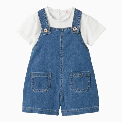 Il Gufo Two-piece Suit With Blue Denim Dungarees