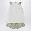 Il Gufo Two-piece White Set In Liberty Fabric