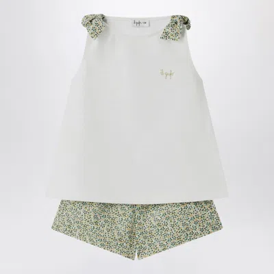 IL GUFO IL GUFO TWO PIECE WHITE SET IN LIBERTY FABRIC