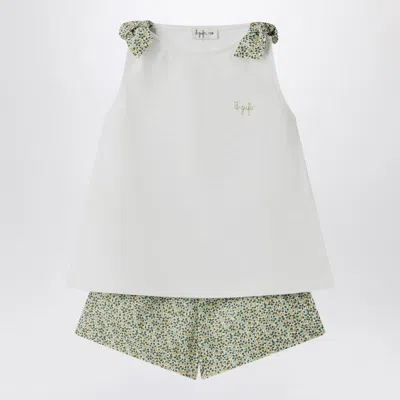 IL GUFO TWO-PIECE WHITE SET IN LIBERTY FABRIC