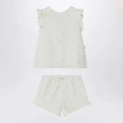 Il Gufo Two-piece White Set With Floral Embroidery